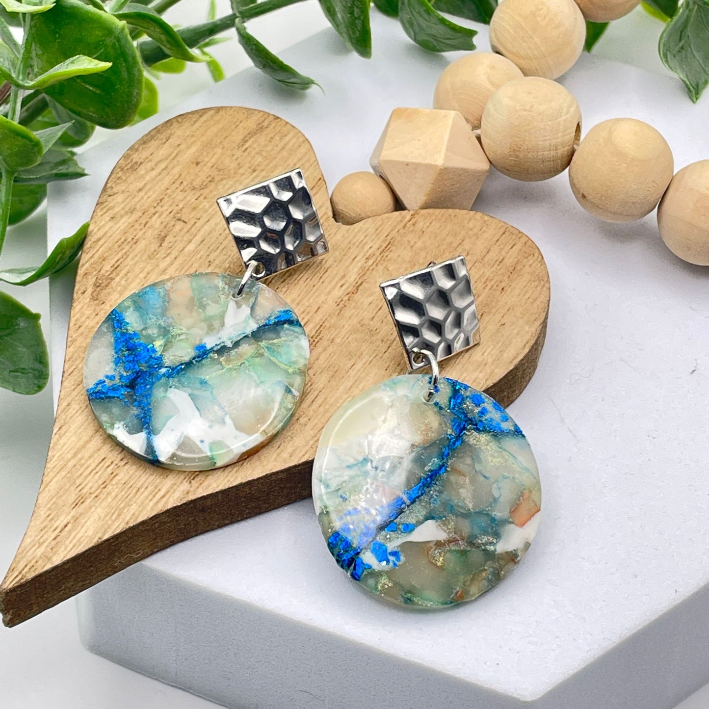 Ocean Blue Polymer Clay Earring