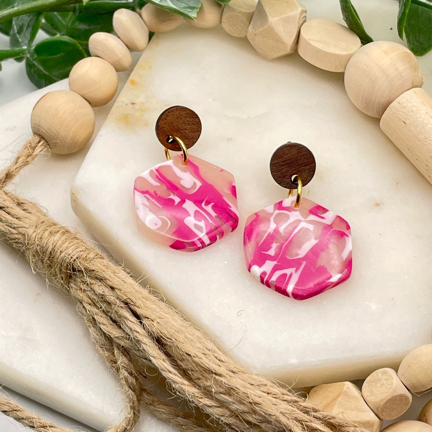 Pink Polymer Clay Earring